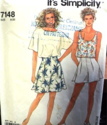 7148 Simplicity EASY SHORT SLEEVE/ TANK TOPS, SHORTS LENGTHS PATTERN 8-20 UNCUT